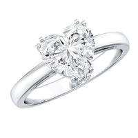 Certified Lab Grown Diamond Heart Engagement Ring 8 MM with Double Prong