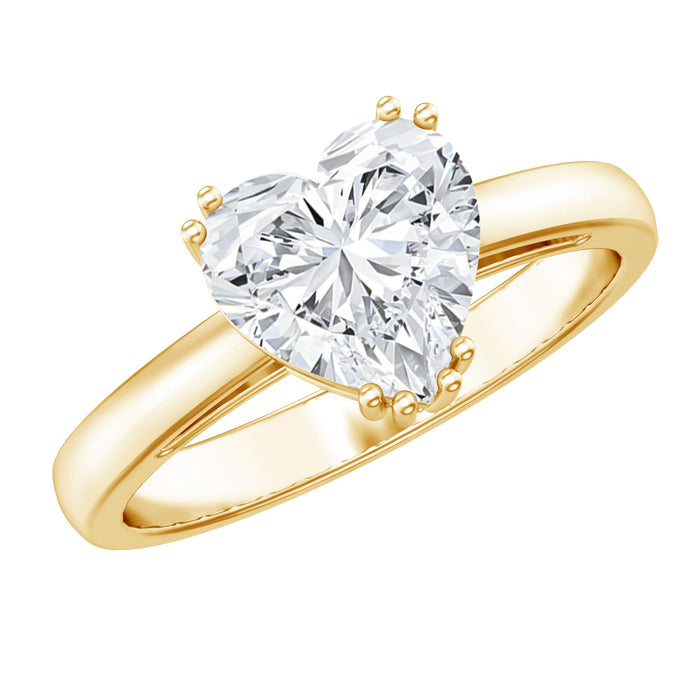 Certified lab-grown diamond heart engagement ring by Rosec Jewels featuring an 8mm double prong setting and elegant design.