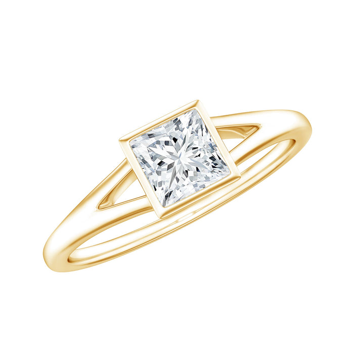 Certified lab-grown diamond 5mm solitaire promise ring from Rosec Jewels featuring a sleek, polished band and sparkling central diamond.
