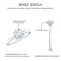 Lab Grown Diamond 6 MM Round Cut Engagement Ring