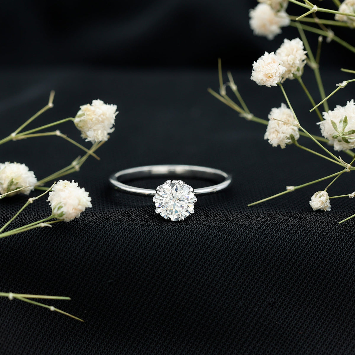 Lab Grown Diamond 6 MM Round Cut Engagement Ring