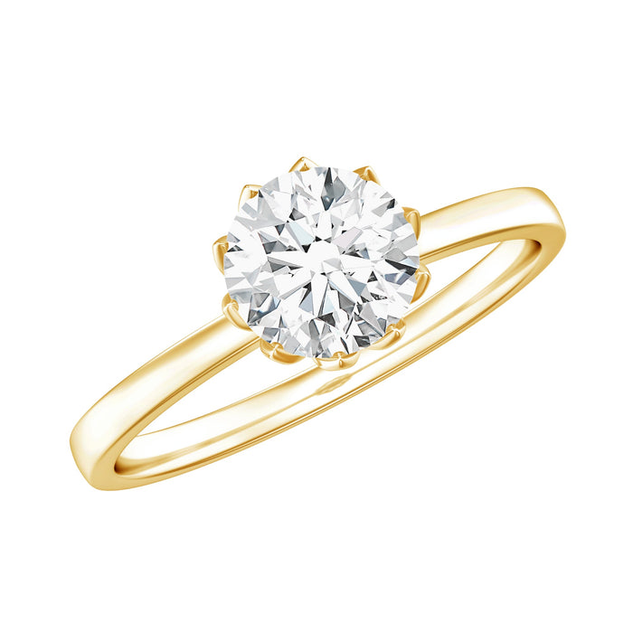 Rosec Jewels lab grown diamond 6mm round cut engagement ring with sparkling center stone and elegant band design.