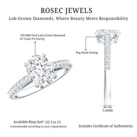 Certified Lab Grown Diamond 2 Carat Engagement Ring With Side Stones