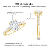 Certified Lab Grown Diamond 2 Carat Engagement Ring With Side Stones