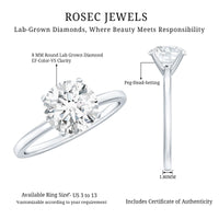 Certified 2 Carat Round Lab Grown Diamond Solitaire Engagement Ring