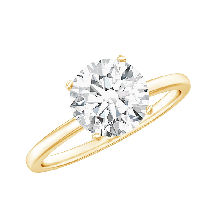 Certified 2 Carat round lab-grown diamond solitaire engagement ring from Rosec Jewels, featuring a sleek platinum band and sparkling center stone.