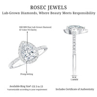 Certified Lab Grown Diamond Pear Halo Engagement Ring