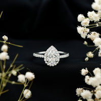 Certified Lab Grown Diamond Pear Halo Engagement Ring