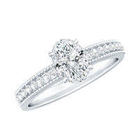 Certified 0.75 Carat Oval Lab Grown Diamond Vintage Inspired Engagement Ring