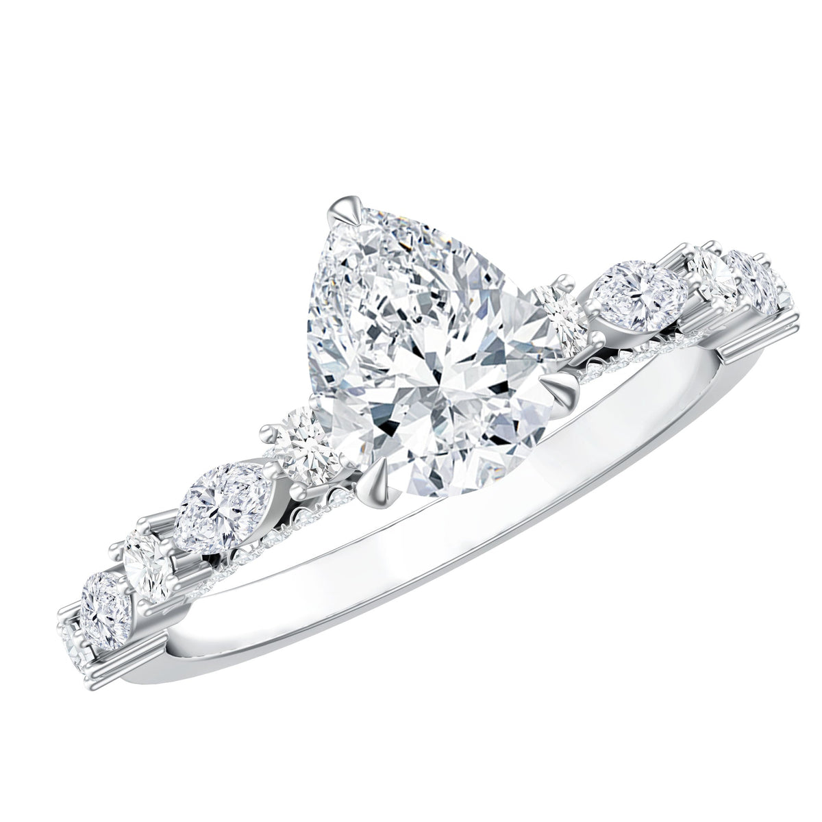 Certified Lab Grown Diamond 6X8 MM Pear Shaped Engagement Ring