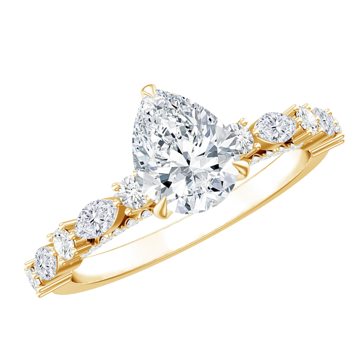 Certified Lab Grown Diamond 6X8 MM Pear Shaped Engagement Ring