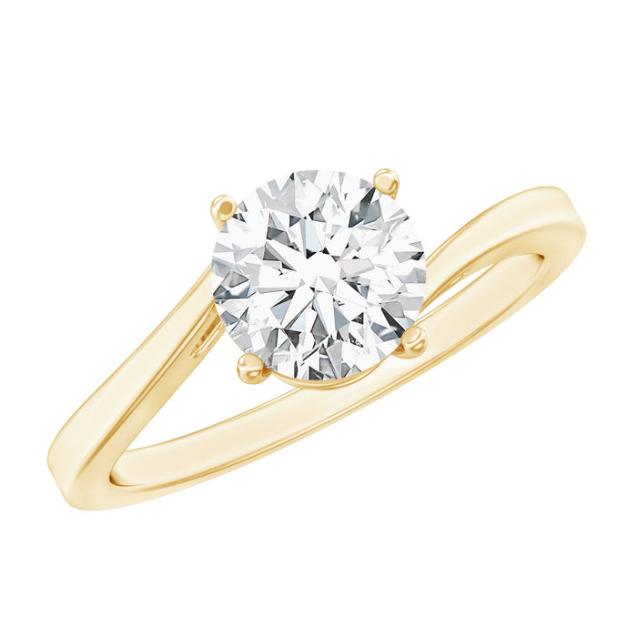 Rosec Jewels 1 Carat Lab Grown Diamond Bypass Engagement Ring showing a sleek silver band with a central sparkling diamond.