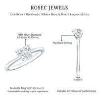 Certified 7 MM Lab Grown Diamond Heart Engagement Ring