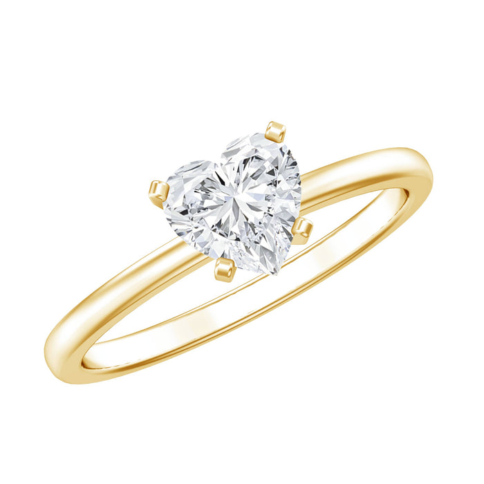 Rosec Jewels lab-grown diamond heart engagement ring with 7mm diamond, platinum band, elegant and sparkling jewelry piece.