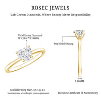 Certified 7 MM Lab Grown Diamond Heart Engagement Ring