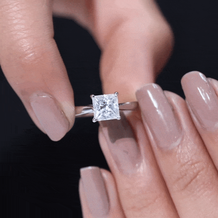 Yellow gold princess cut lab-grown diamond solitaire engagement ring for women by Rosec Jewels showcasing the elegant design.