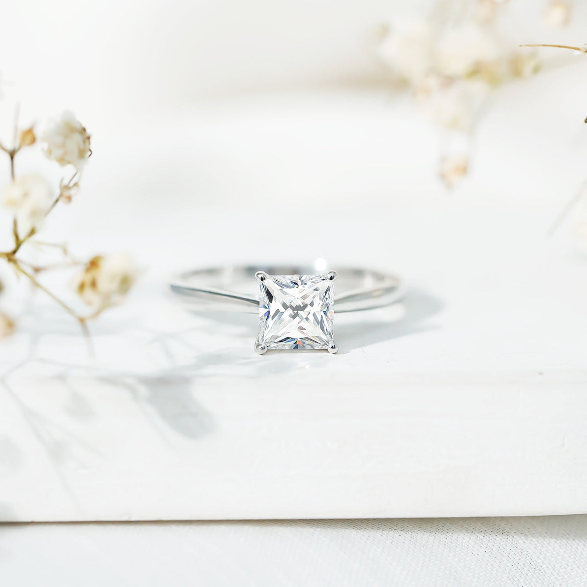 6 MM Princess Cut Lab Grown Diamond Solitaire Engagement Ring For Women