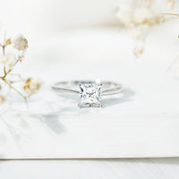 6 MM Princess Cut Lab Grown Diamond Solitaire Engagement Ring For Women