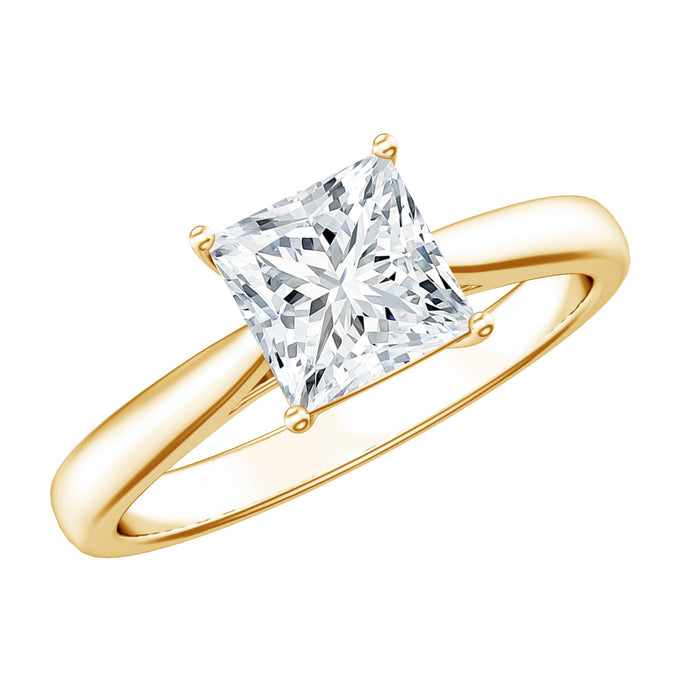 Rosec Jewels 6 mm princess cut lab-grown diamond solitaire engagement ring for women, showcasing a sparkling diamond and sleek band