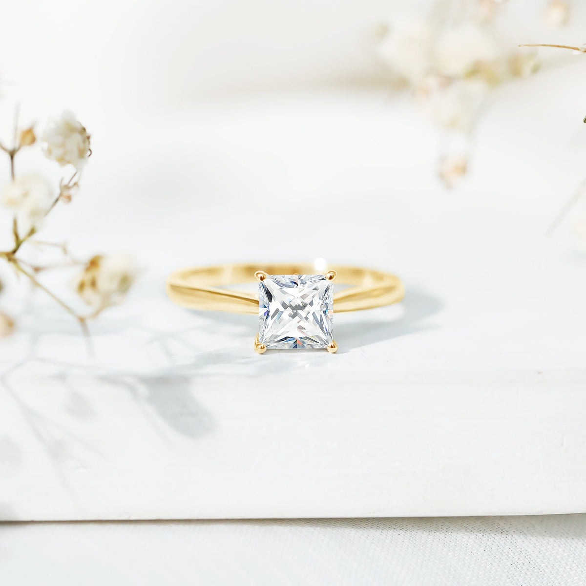 6 MM Princess Cut Lab Grown Diamond Solitaire Engagement Ring For Women