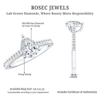 Lab Diamond 6X8 MM Pear Shape Engagement Ring With Side Stones