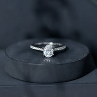 Lab Diamond 6X8 MM Pear Shape Engagement Ring With Side Stones