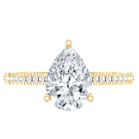 Lab Diamond 6X8 MM Pear Shape Engagement Ring With Side Stones
