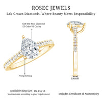 Lab Diamond 6X8 MM Pear Shape Engagement Ring With Side Stones