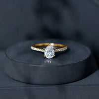 Lab Diamond 6X8 MM Pear Shape Engagement Ring With Side Stones