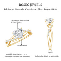 Criss Cross Lab Grown Diamond Heart Engagement Ring