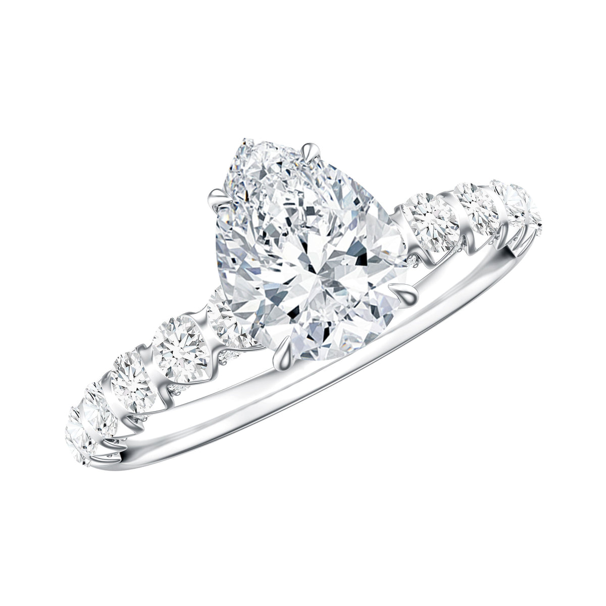 1 CT Pear Cut Lab Grown Diamond Engagement Ring for Women