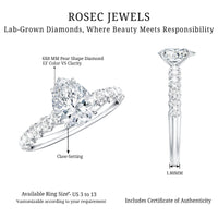 1 CT Pear Cut Lab Grown Diamond Engagement Ring for Women