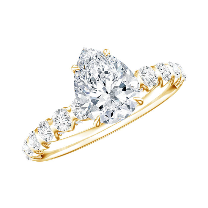 Pear cut lab grown diamond engagement ring for women by Rosec Jewels featuring a sparkling 1 carat diamond and elegant band.