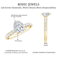1 CT Pear Cut Lab Grown Diamond Engagement Ring for Women