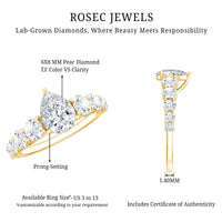 Certified Diamond Teardrop Engagement Ring with Sides Stones