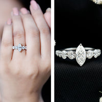 Lab Created Diamond Marquise Engagement Ring With Side Stones