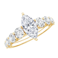 Lab Created Diamond Marquise Engagement Ring With Side Stones