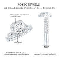 Lab Grown 2 Carat Diamond Halo Engagement Ring with Wedding Band
