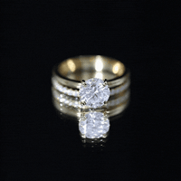Certified 8 MM Lab Grown Diamond Solitaire Wedding Ring Set