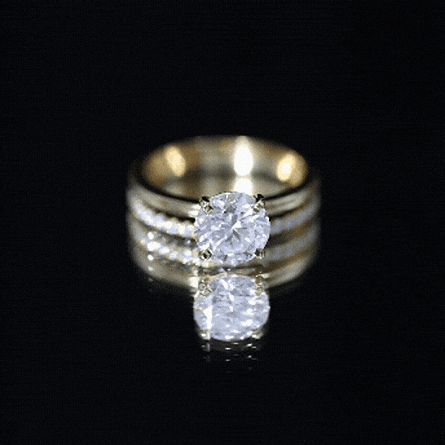 Certified 8mm lab-grown diamond solitaire wedding ring set by Rosec Jewels with a yellow gold band and sparkling central diamond.