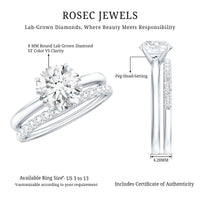 Certified 8 MM Lab Grown Diamond Solitaire Wedding Ring Set