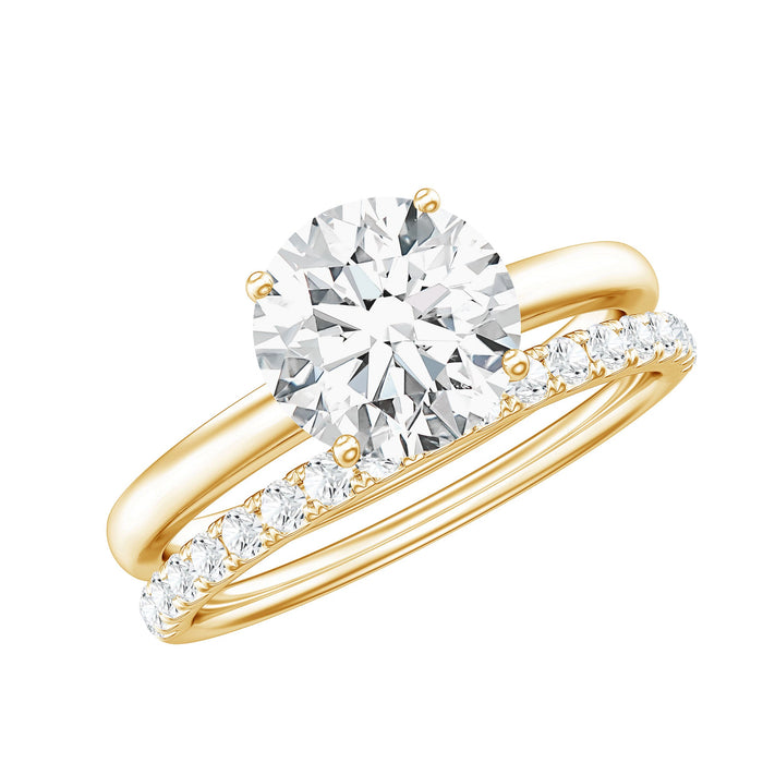 Certified 8mm lab-grown diamond solitaire wedding ring set by Rosec Jewels, featuring a sparkling central diamond and elegant band.