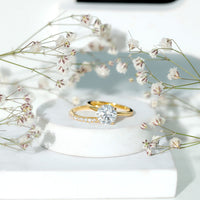 Certified 8 MM Lab Grown Diamond Solitaire Wedding Ring Set