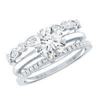 Certified Round Cut Lab Created Diamond 3 Piece Bridal Ring Set