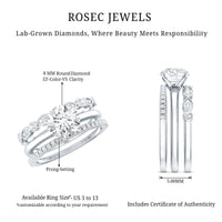 Certified Round Cut Lab Created Diamond 3 Piece Bridal Ring Set