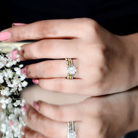 Certified Round Cut Lab Created Diamond 3 Piece Bridal Ring Set