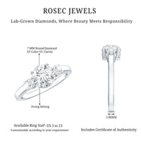 3 Stone Lab Grown Diamond Engagement Ring for Women