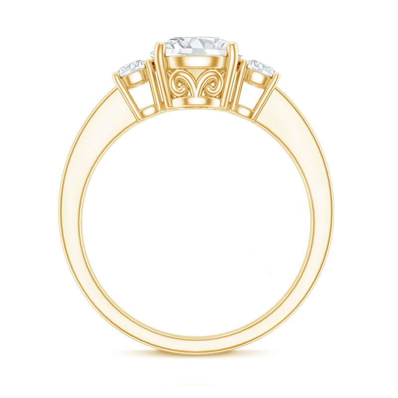Three-stone lab-grown diamond engagement ring for women by Rosec Jewels, featuring sparkling gemstones and elegant design.