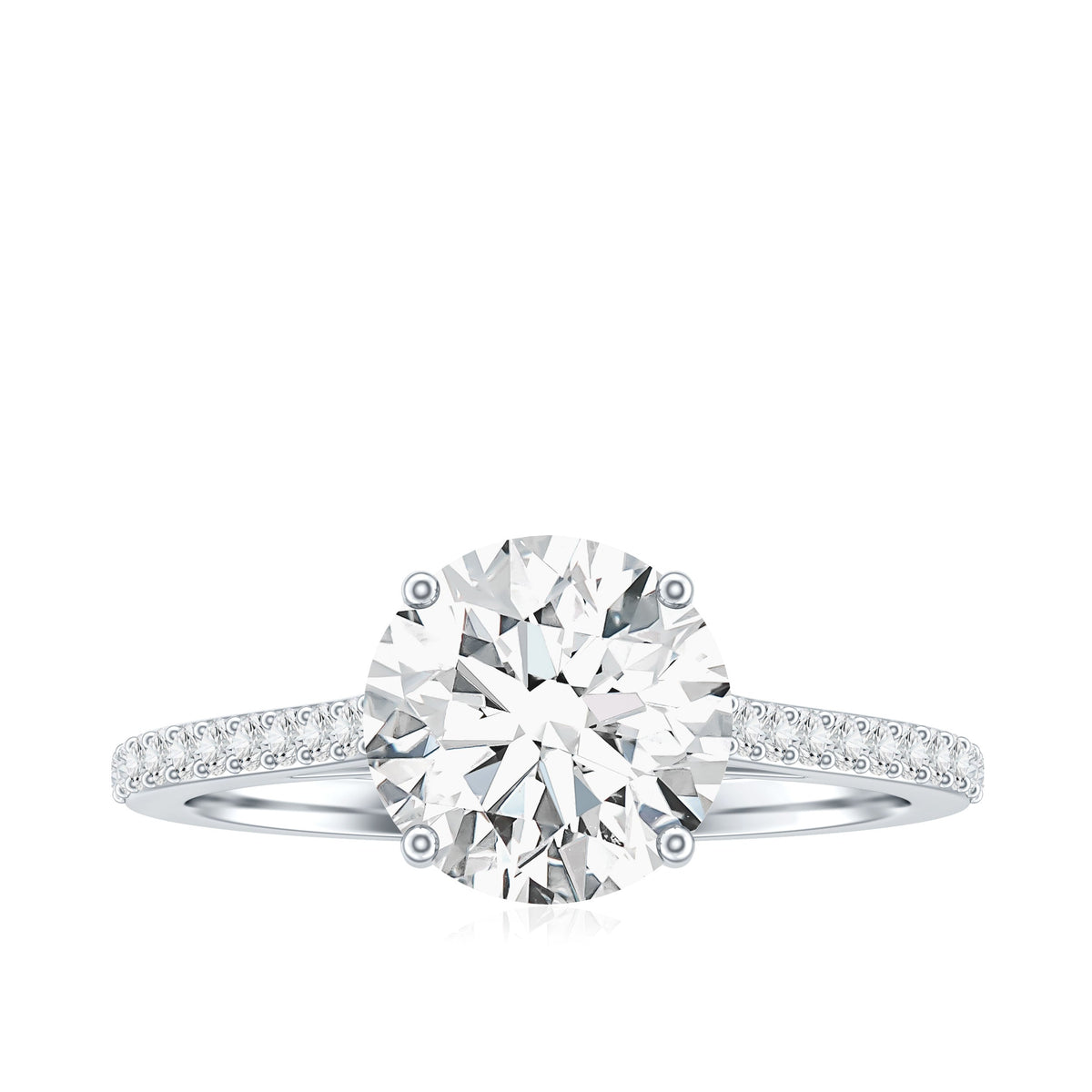 Solitaire Lab Grown Diamond Ring with Side Stones for Women