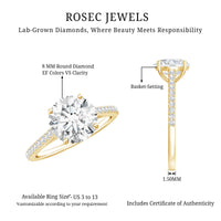 Solitaire Lab Grown Diamond Ring with Side Stones for Women